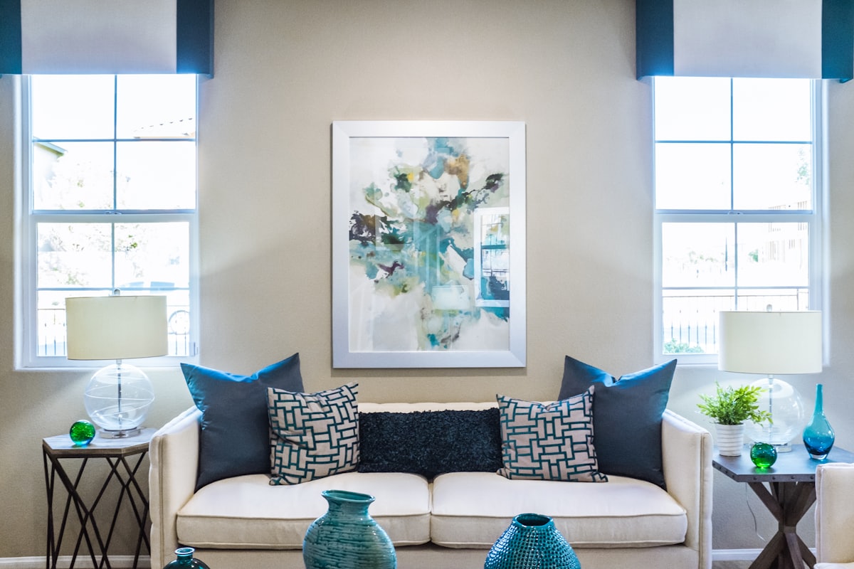 Bright finished living room with freshly painted walls